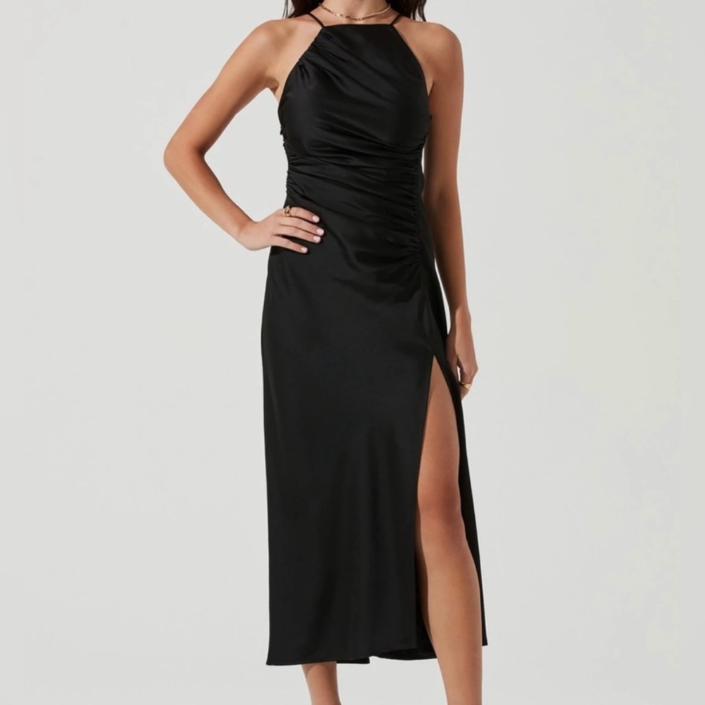 NWT Astr Black Midi Dress with Slit